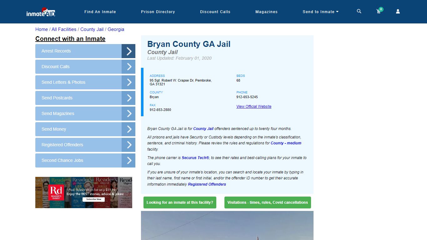 Bryan County GA Jail - Inmate Locator - Pembroke, GA